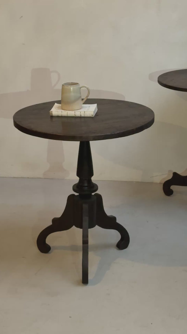 Antique Pedestal Round Side Tables