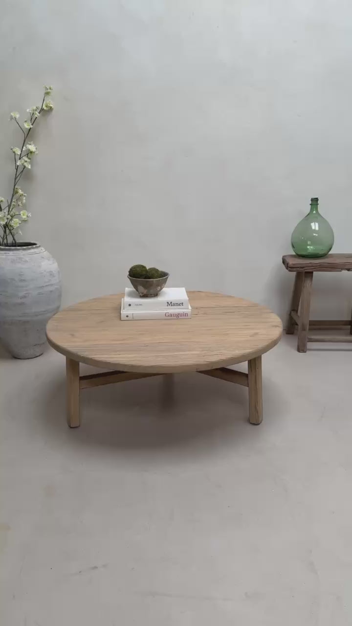 Reclaimed round rustic coffee table | Nuffield