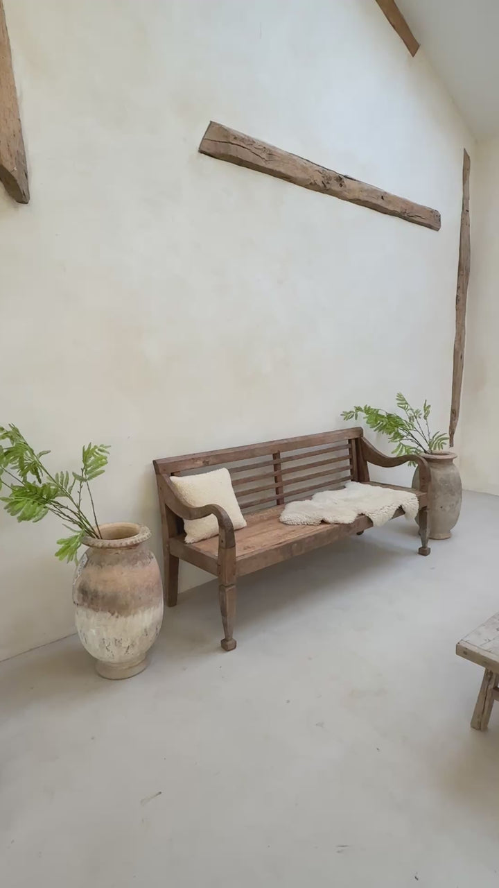 Large antique hand carved wooden bench | Rupert