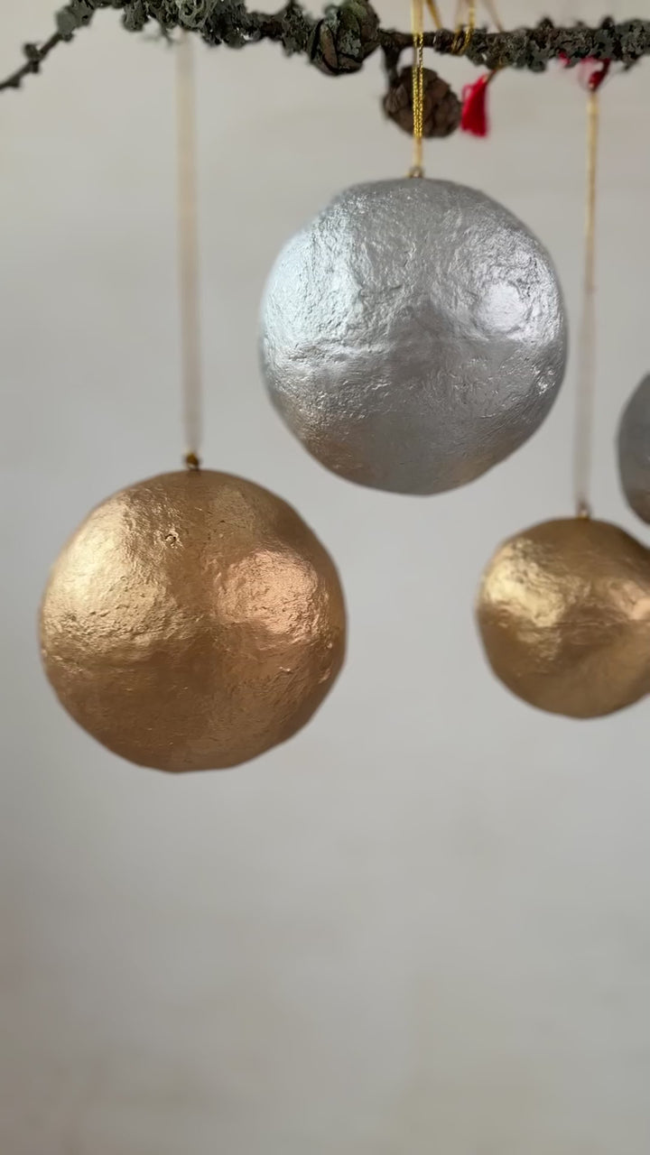 Silver Paper Mache Christmas Decoration