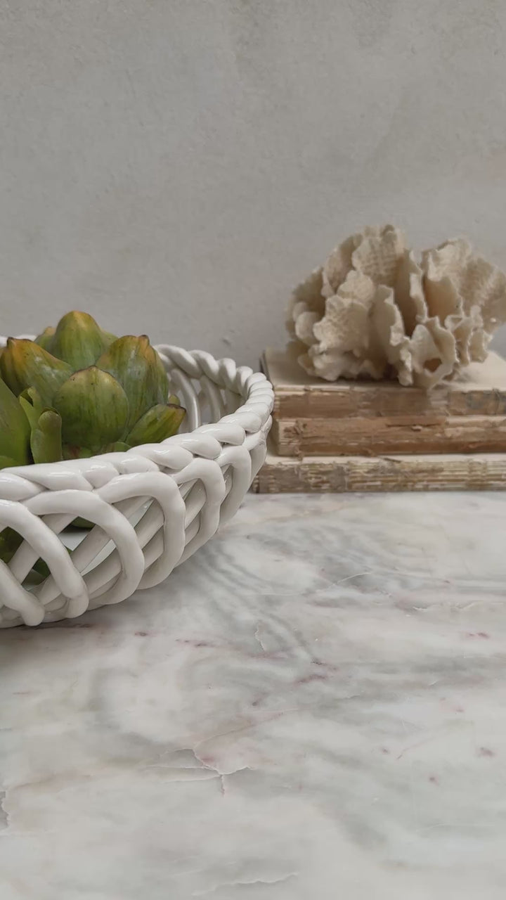 Porcelain white basket bowl | Ruth