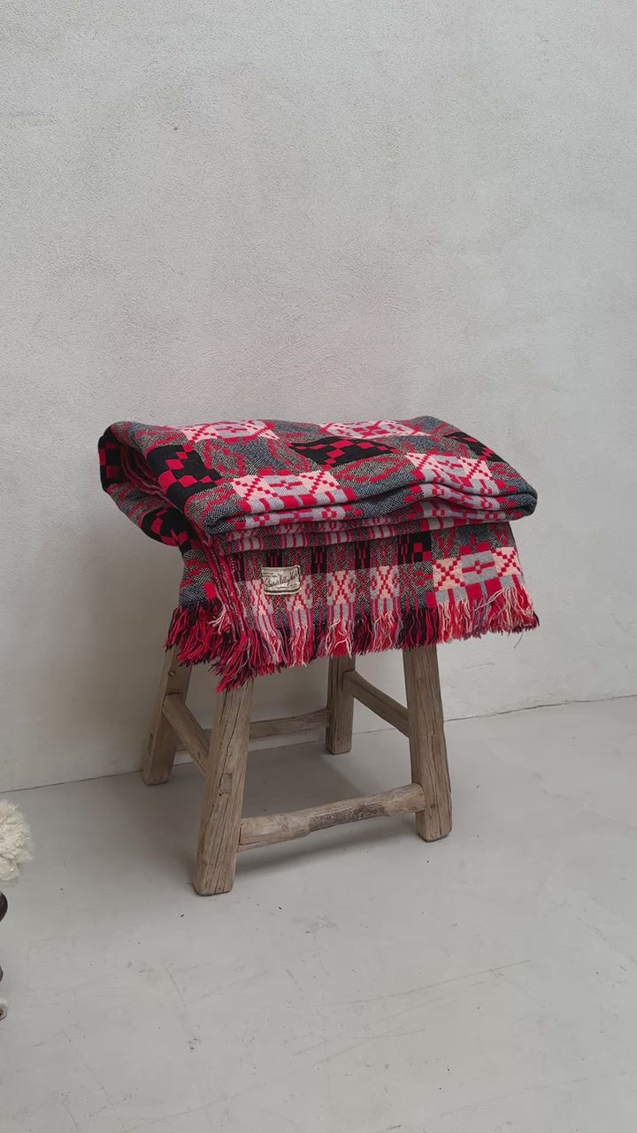 Vintage Red Welsh Tapestry Blanket