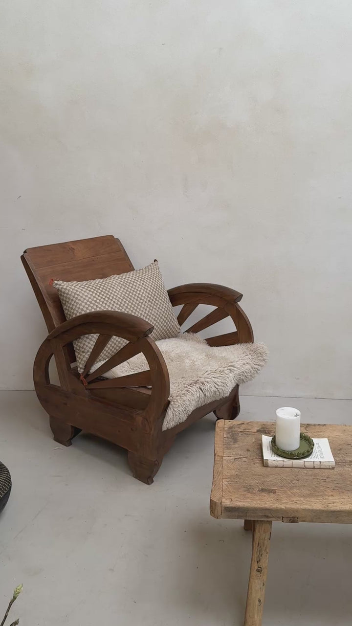 Antique Art Deco Wooden Armchair