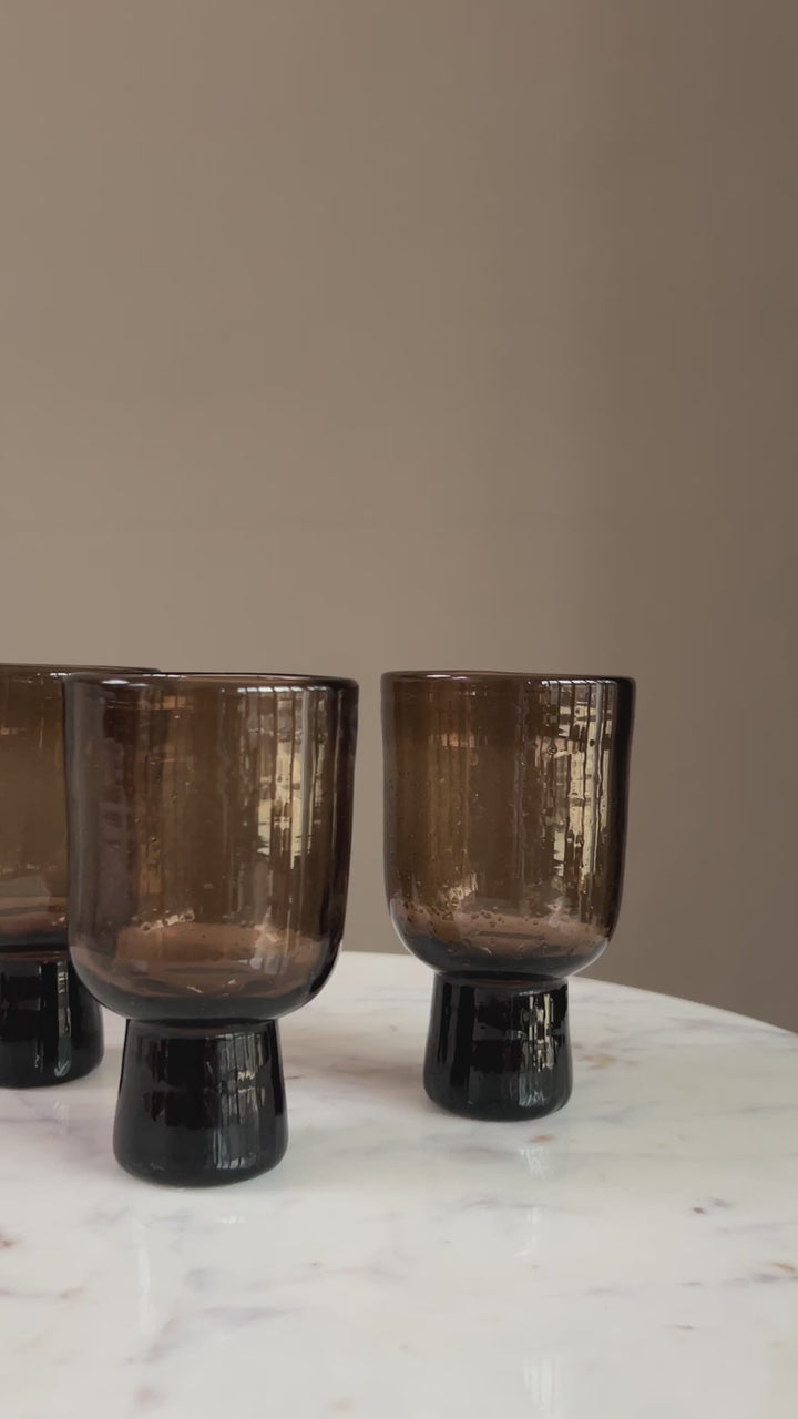 Brown Glass Footed Tumbler | Lari