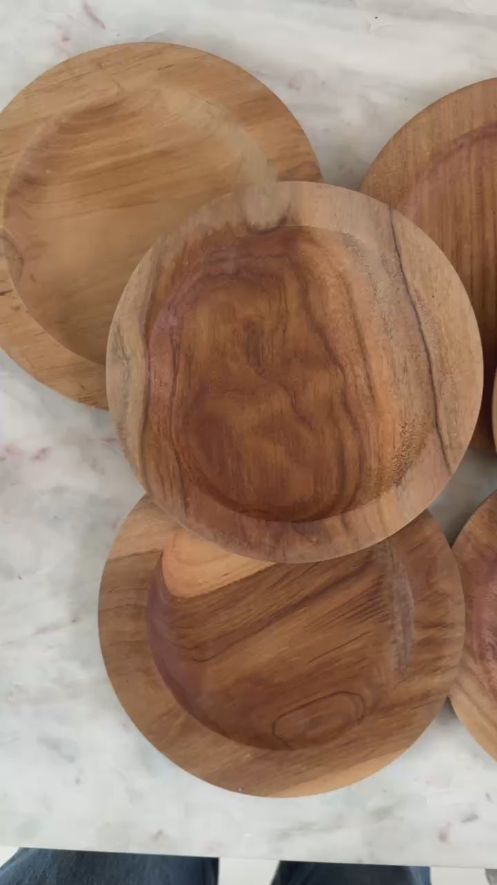 Round Teak Wooden Plate