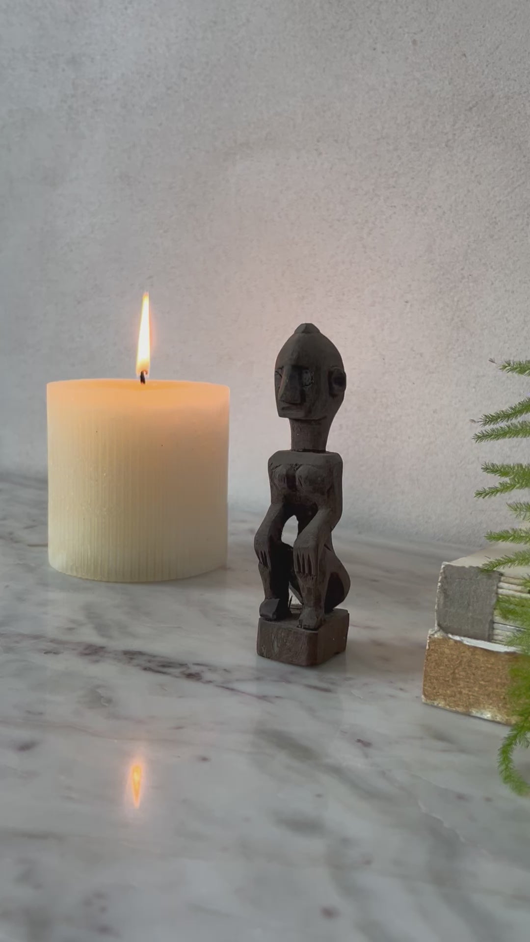 Antique  Hand Carved Wooden Statue Mani