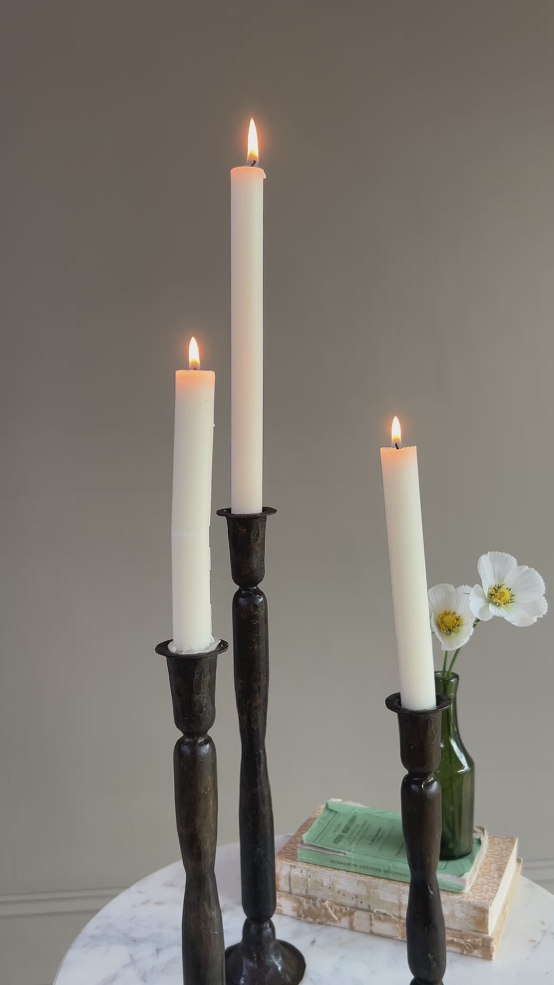 Hammered Bronze Metal Candlesticks