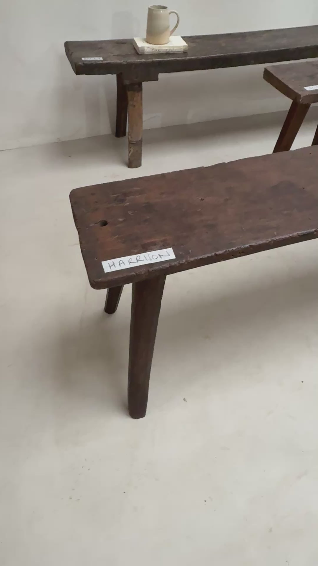 Choice of unique antique dark wood benches