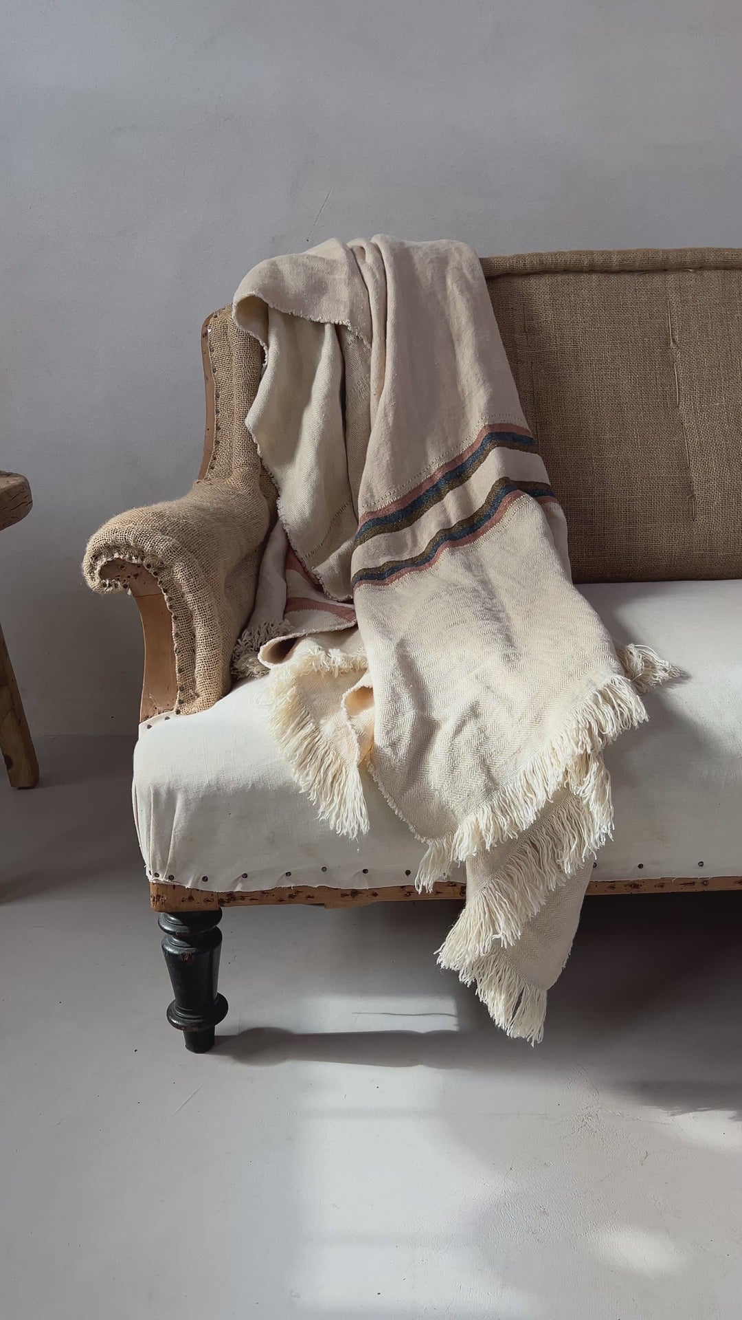 Woven linen striped throw Harlan