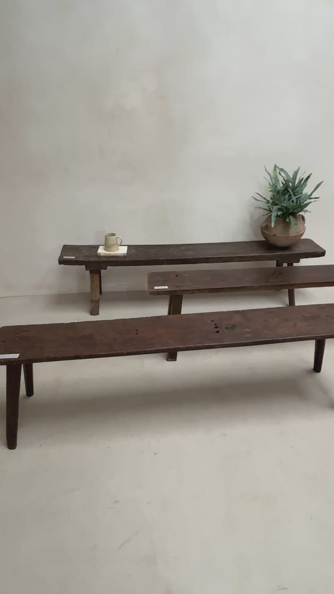 Choice of unique antique dark wood benches