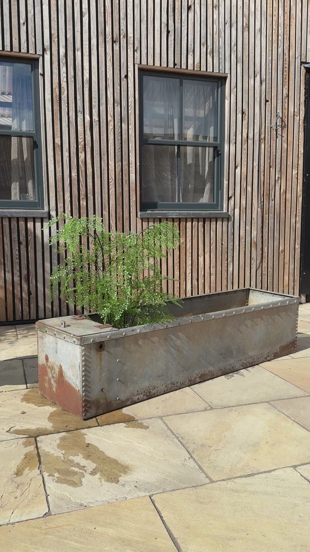 Vintage riveted trough planter