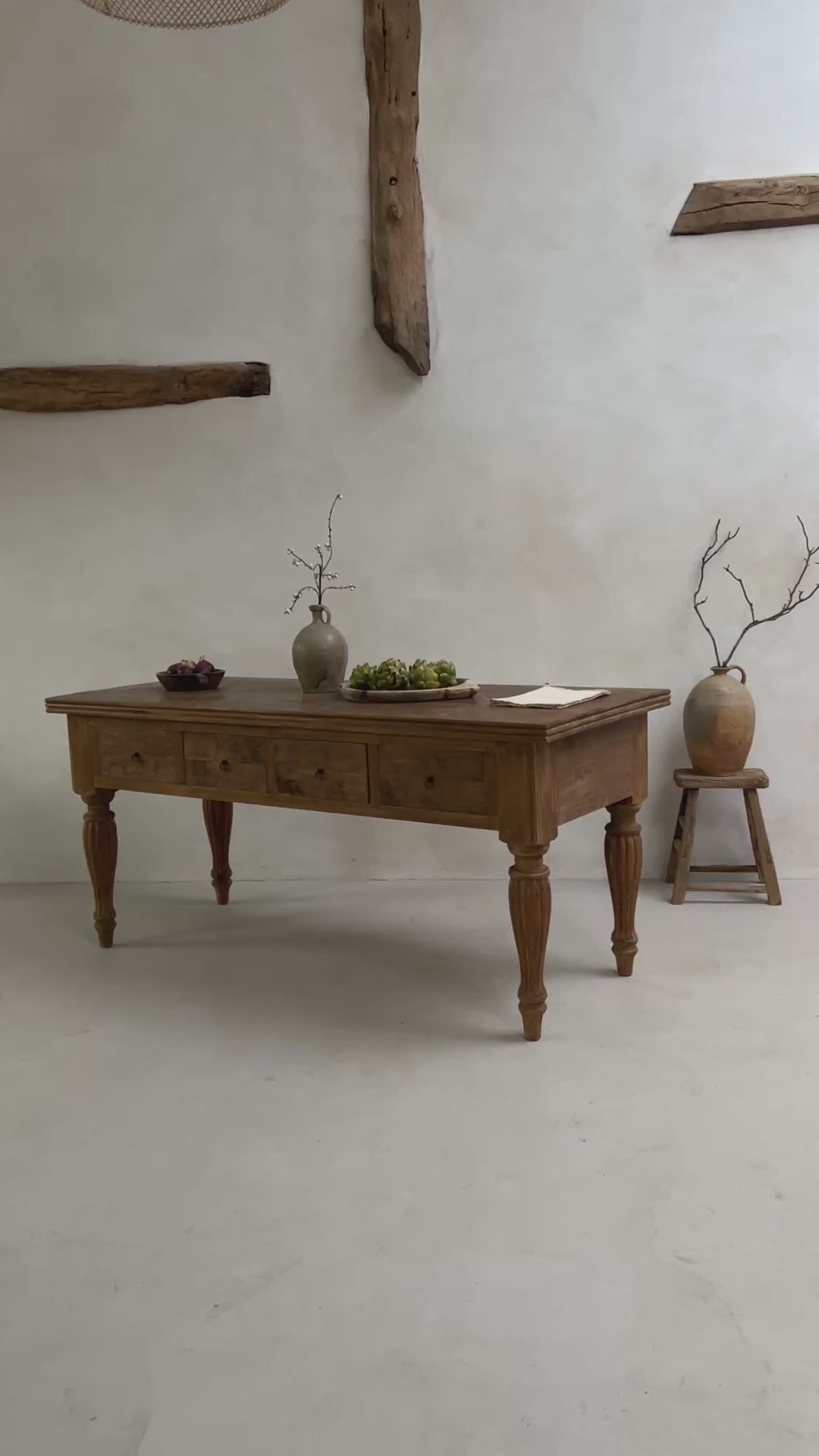 Reclaimed dark wood kitchen island / entrance hall table