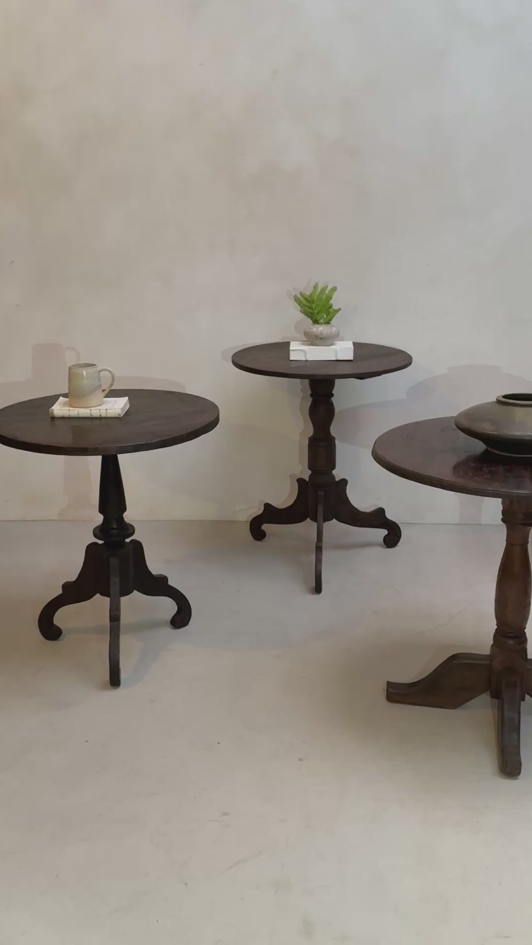 Antique Pedestal Round Side Tables