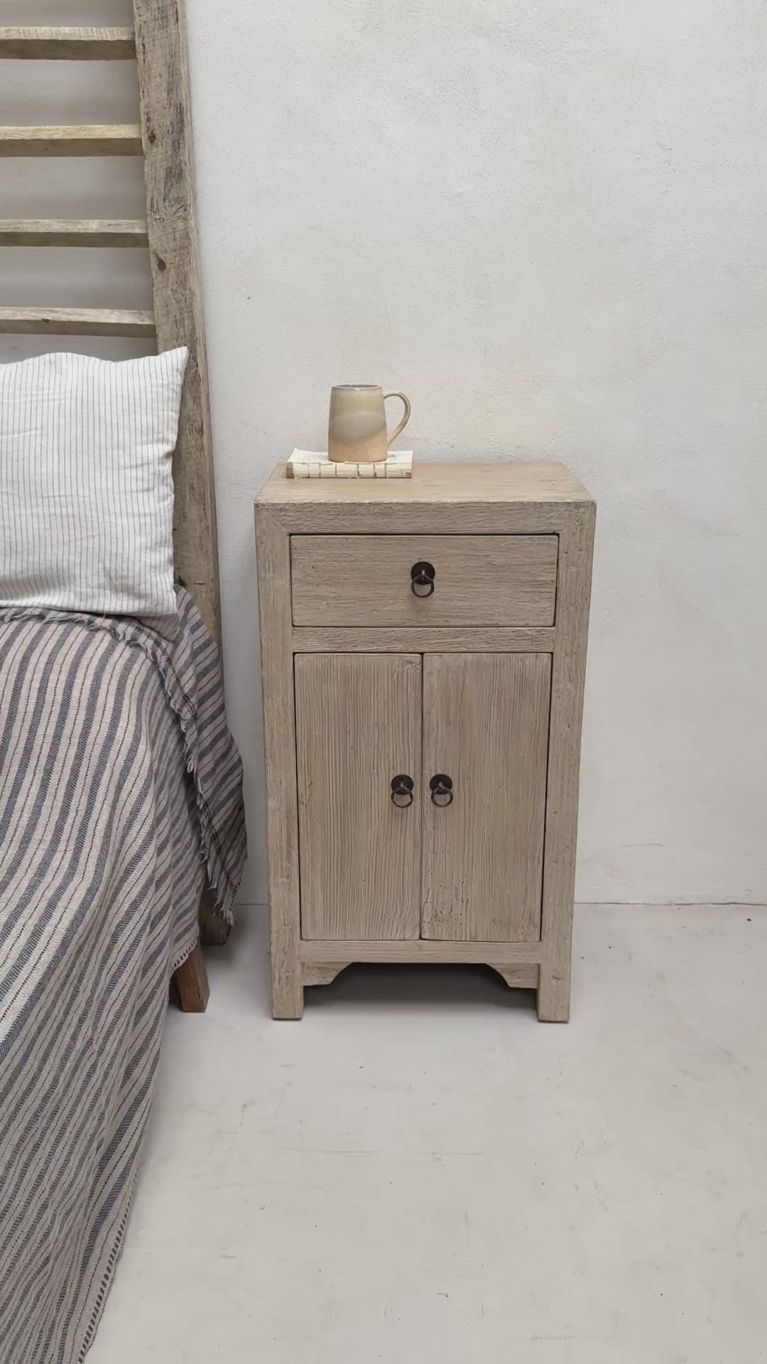 Pair of Reclaimed wood bedside tables Burgess
