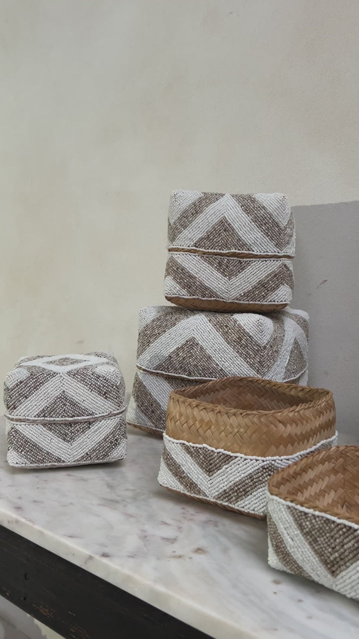 Handwoven beaded storage box | Rani