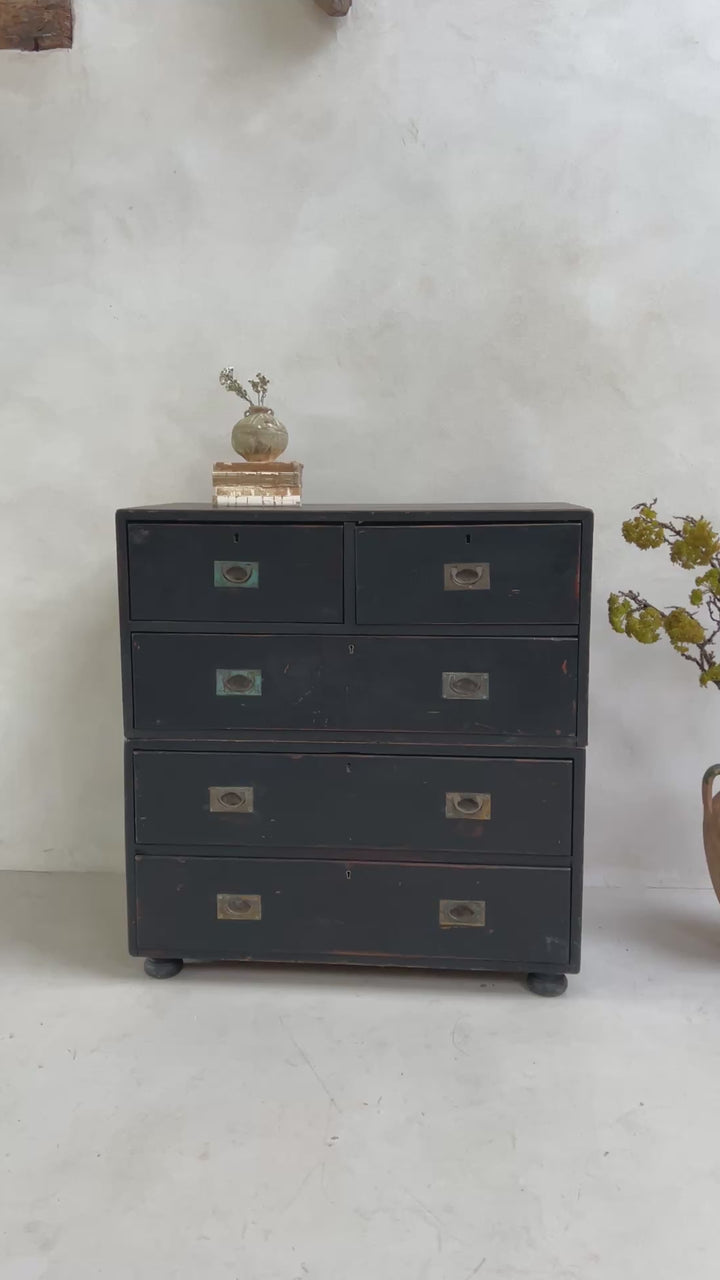 Antique Campaign Chest of Drawers Jasper