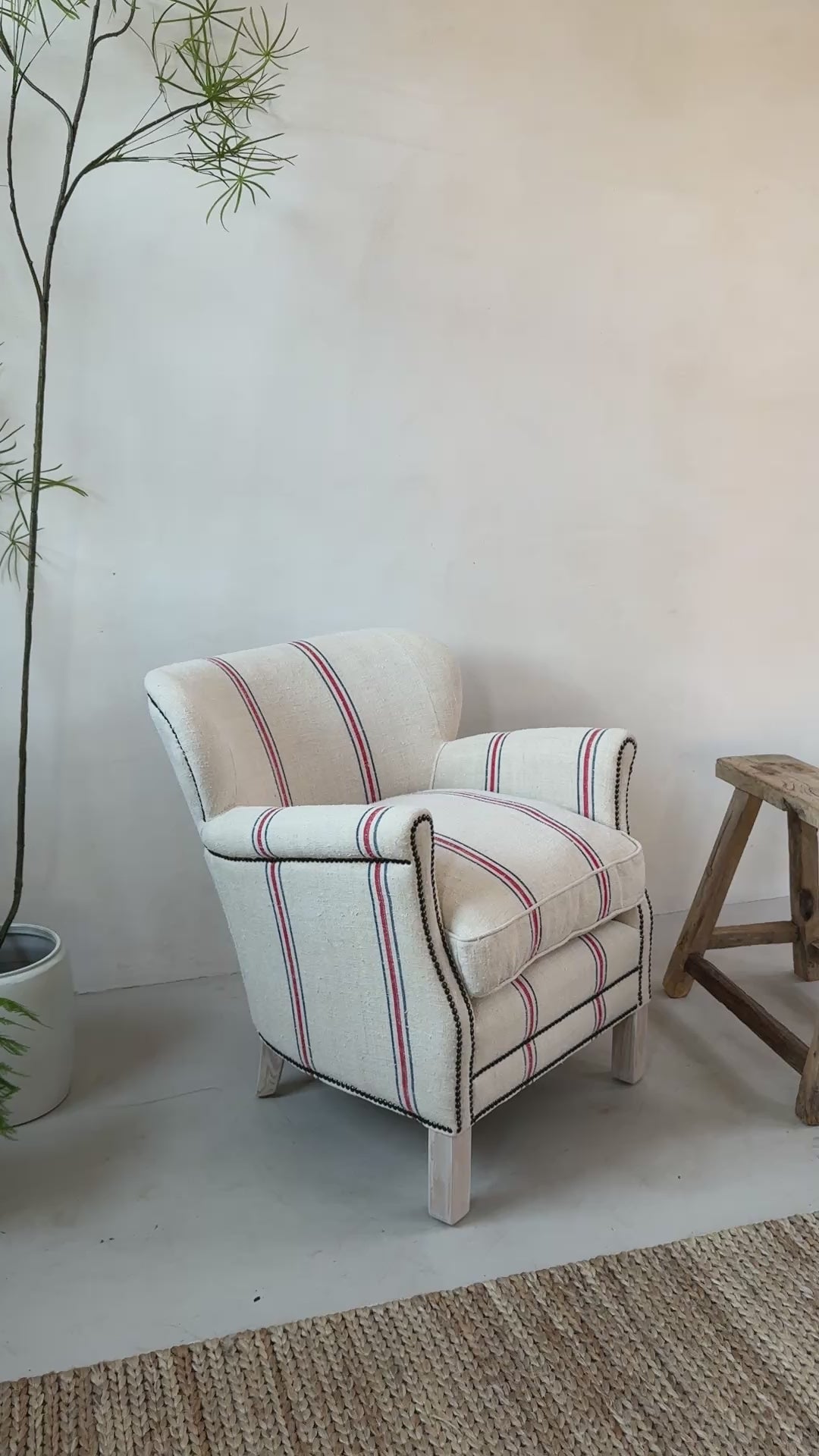 French Grain Sack Linen Armchair No: 5