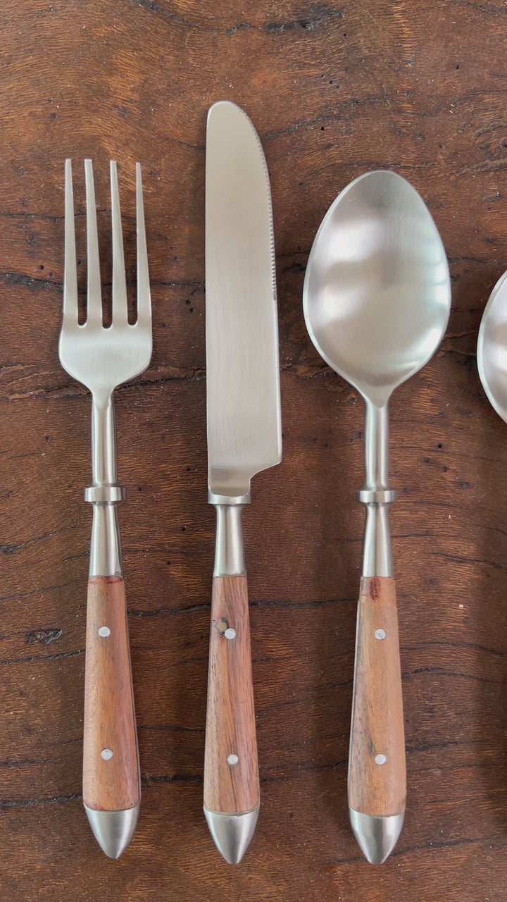 Hand made wooden handled cutlery set