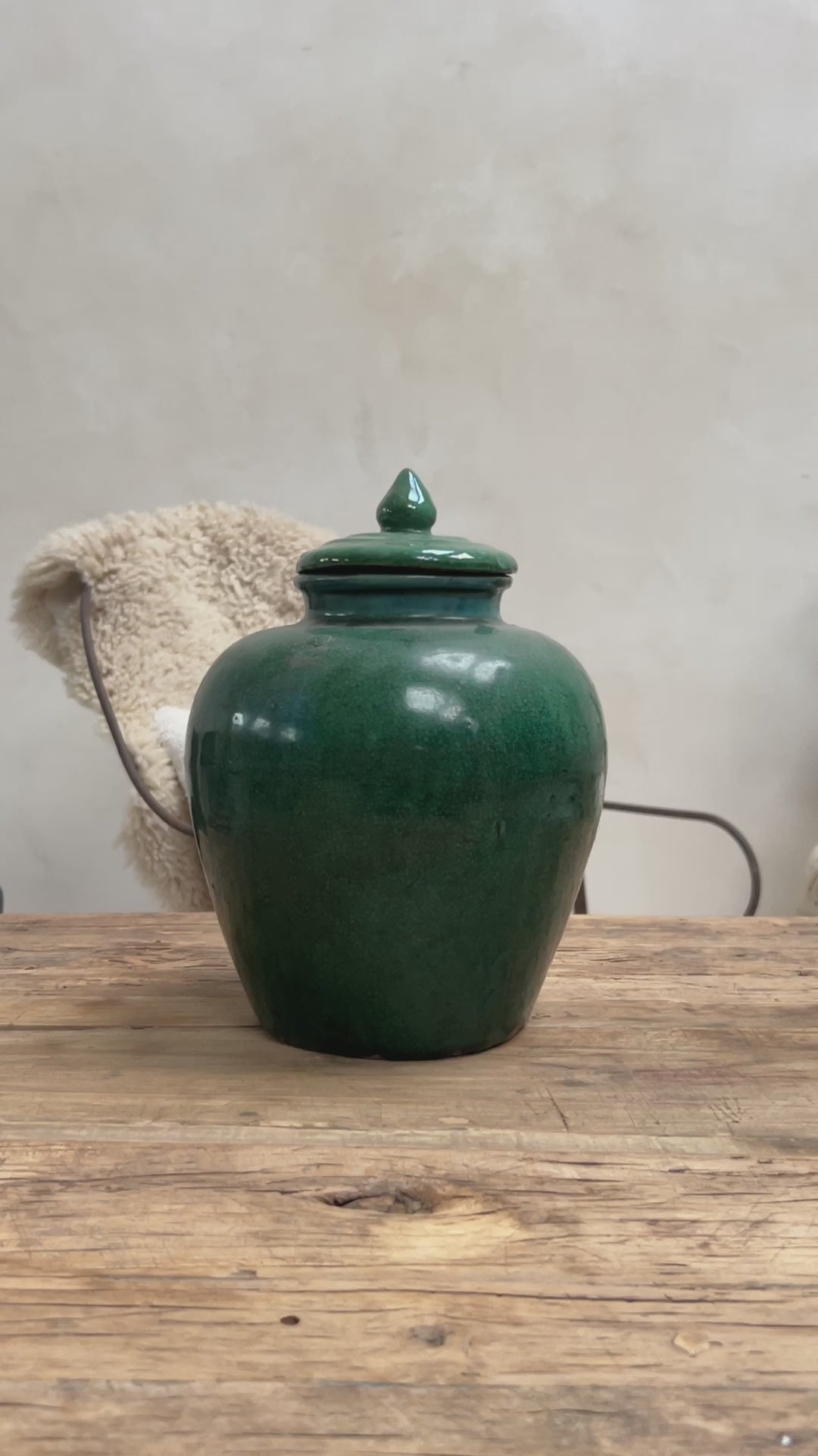Antique jade ginger jar with lid