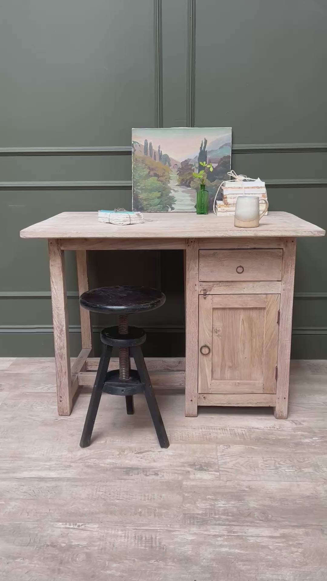 Vintage Pale Wood Desk | Elise