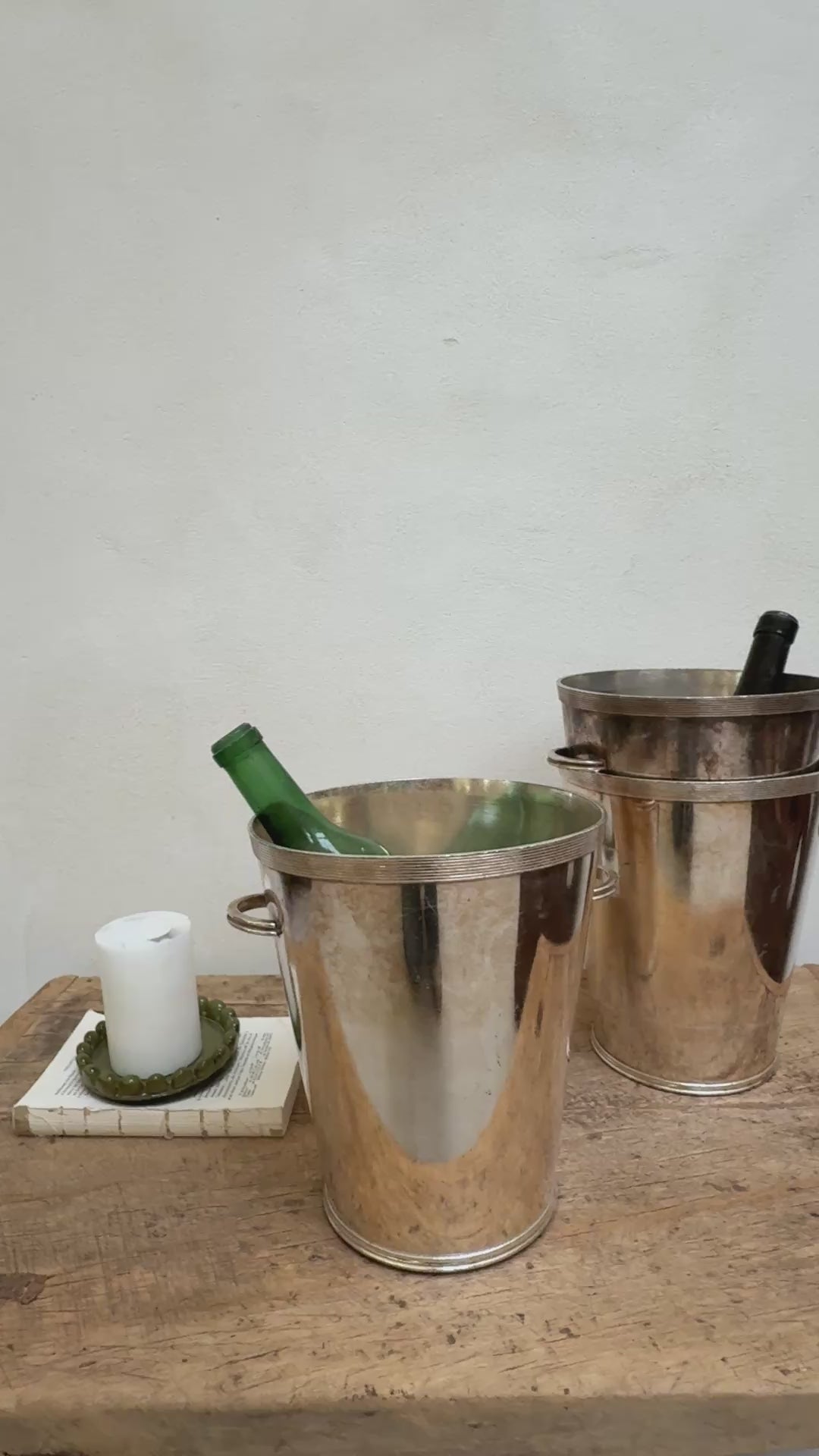 Solid Brass Silver Plated Vintage Ice Bucket