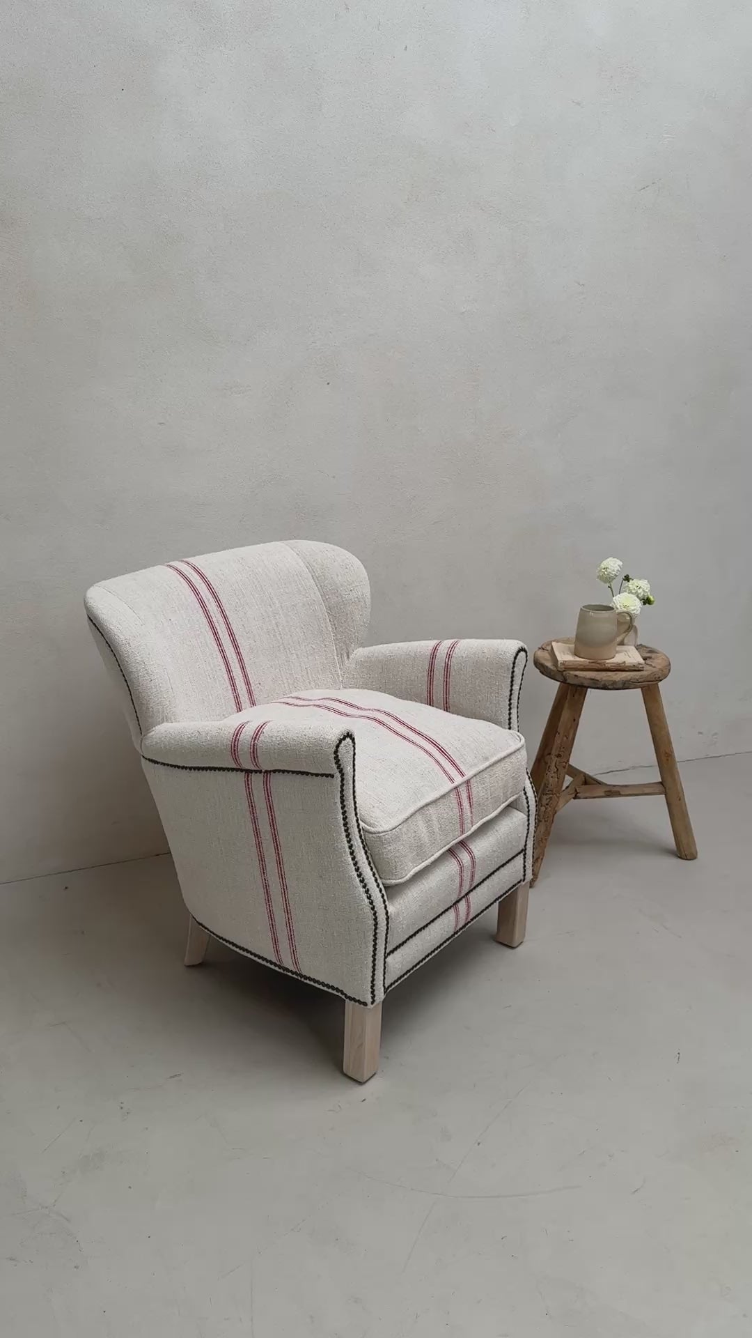 French Grain Sack Linen Armchair No:4