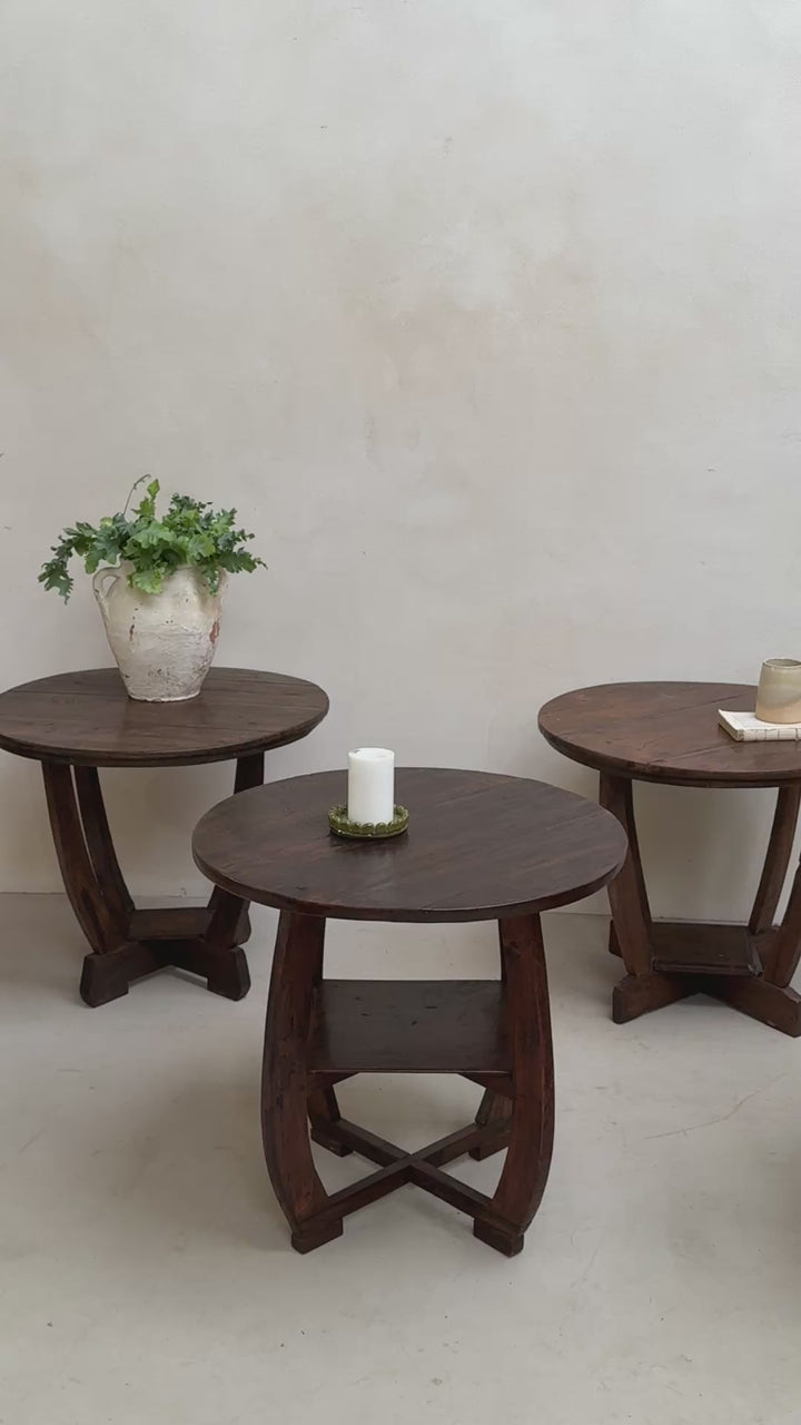 Antique Art Deco Round Side Tables