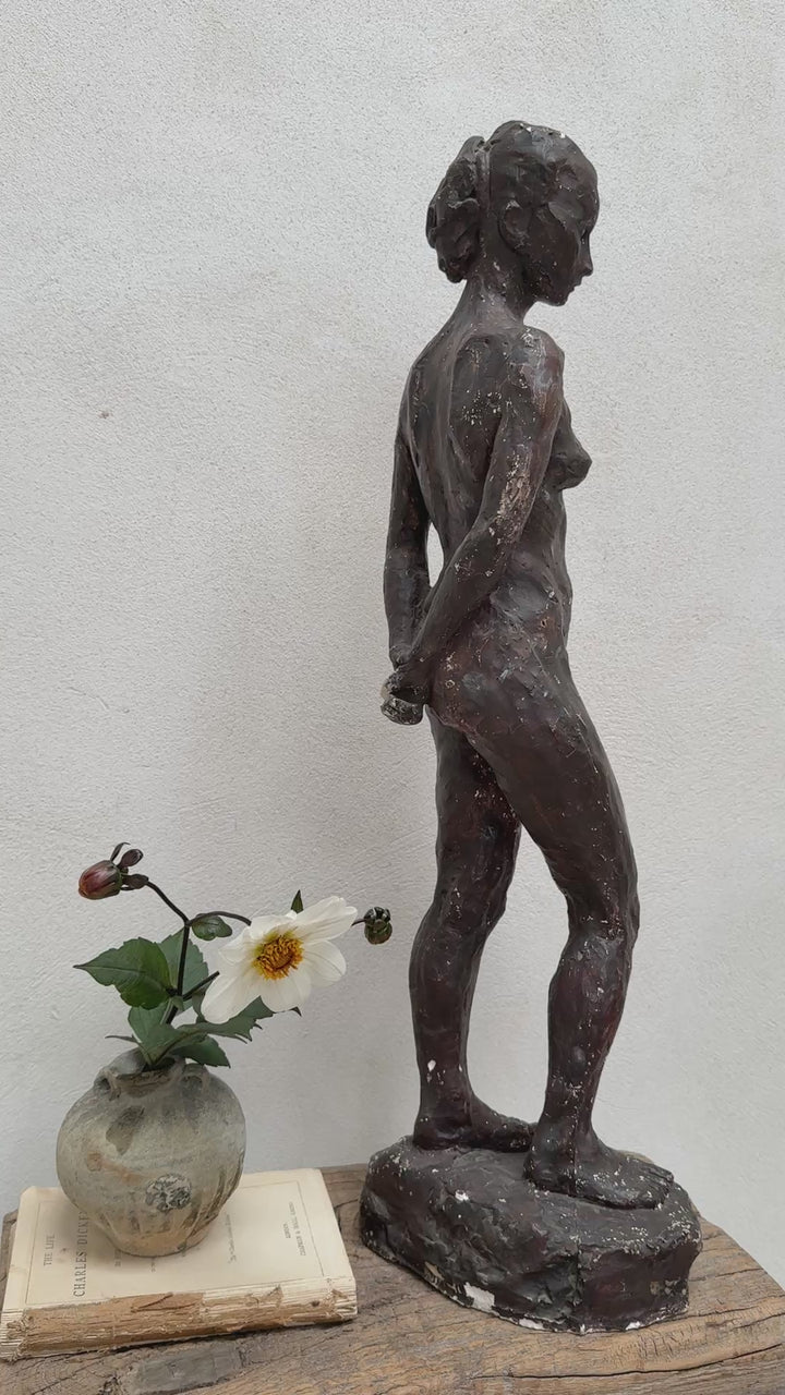 Vintage Female Form Plaster Statue | Standing