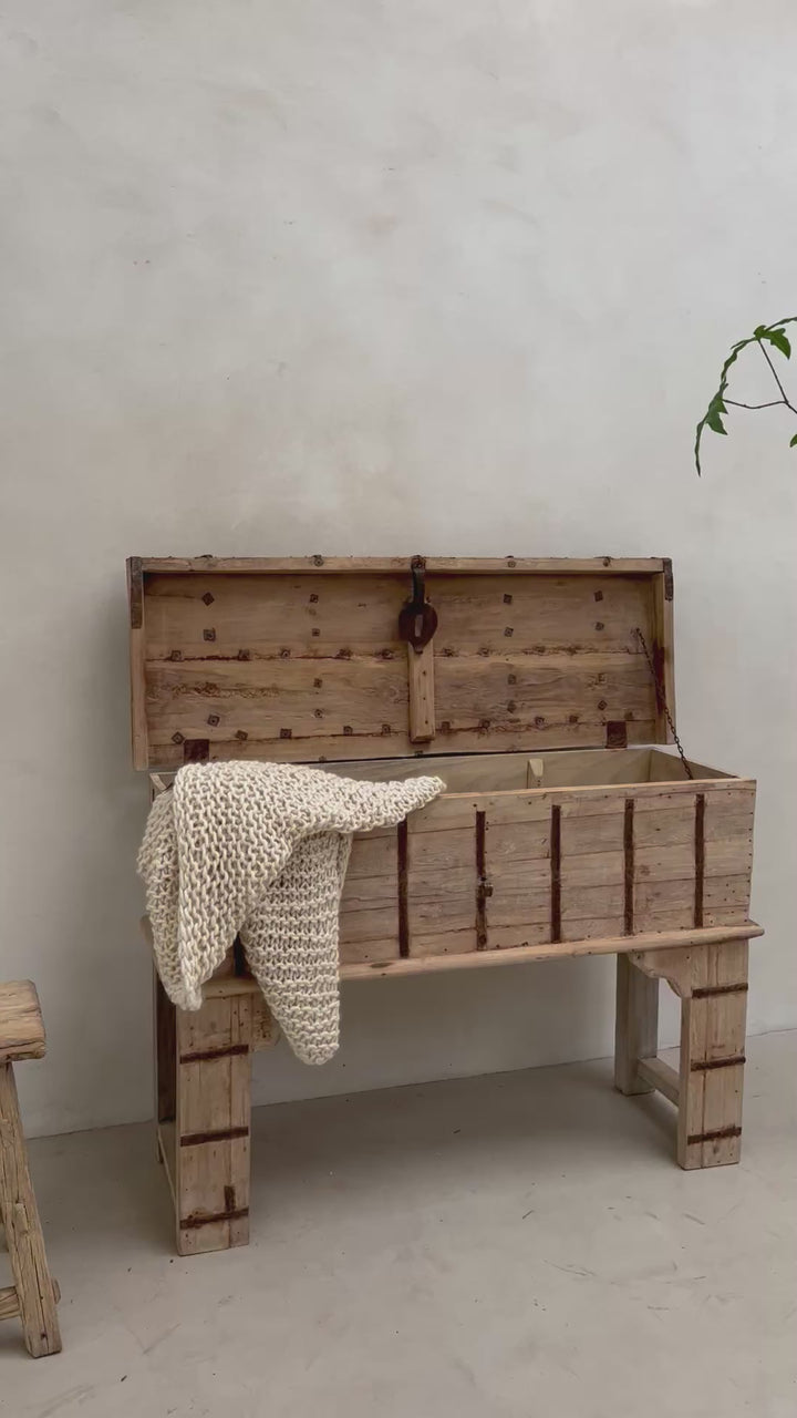 White Washed Teak Lift-Top Console Table | Neilah