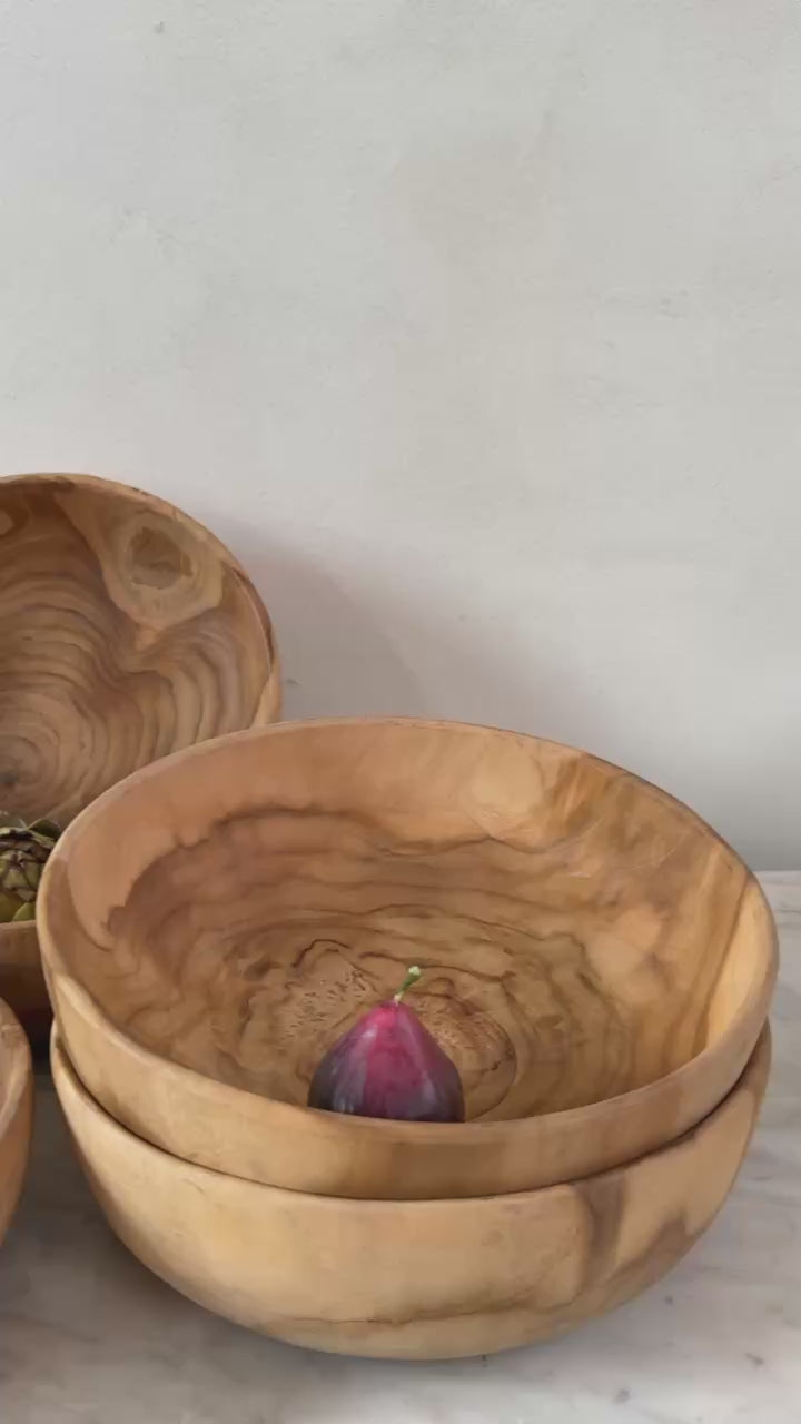 Round Teak Salad Bowl