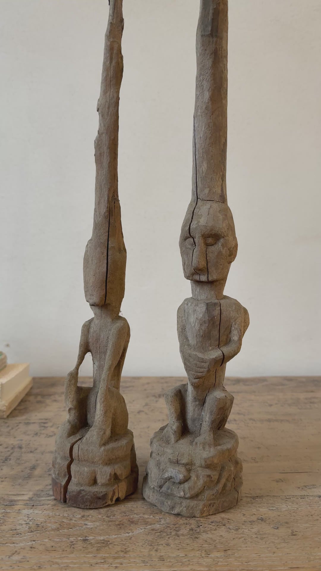 Antique Hand - Carved Wooden tribal head sculpture | Cayha