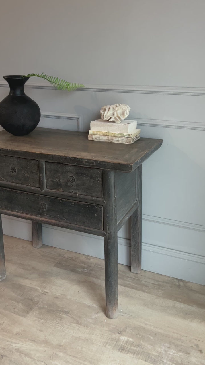 Small Antique Dark Wood Console Table | Farnham