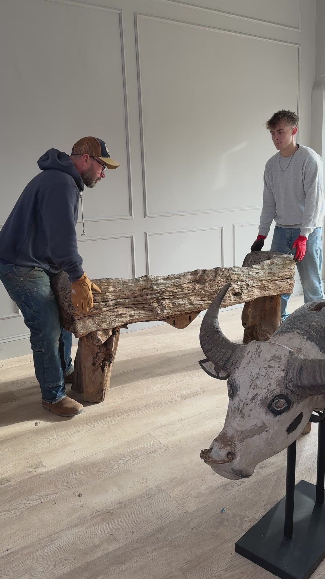 Antique Indonesian weathered carved bench