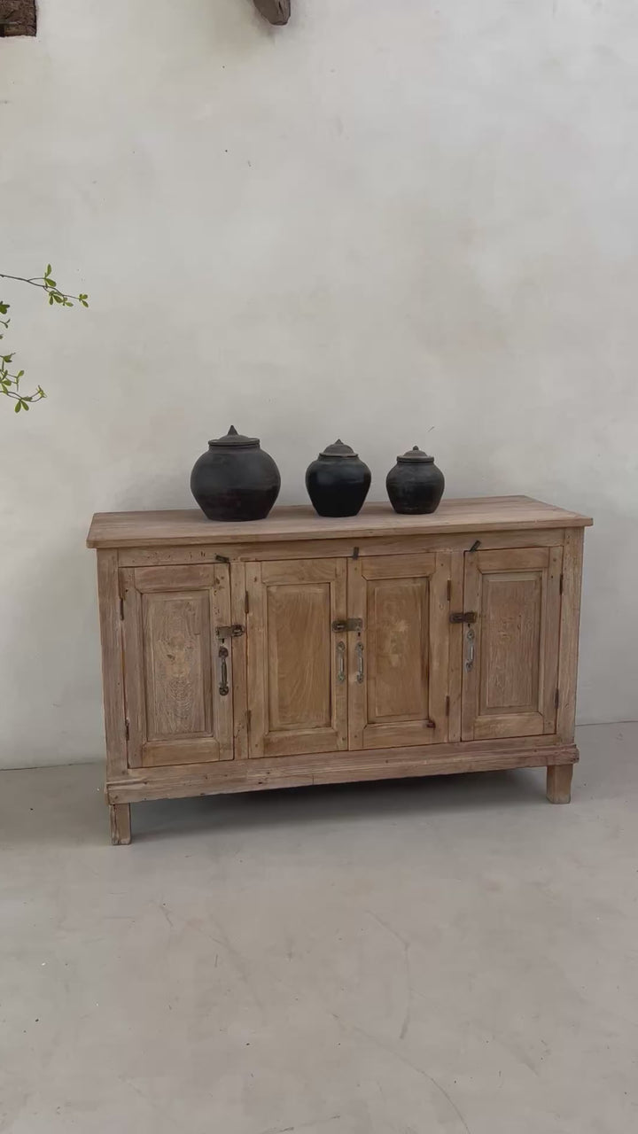 Small Rustic Vintage Sideboard with Metal Panels | Avani