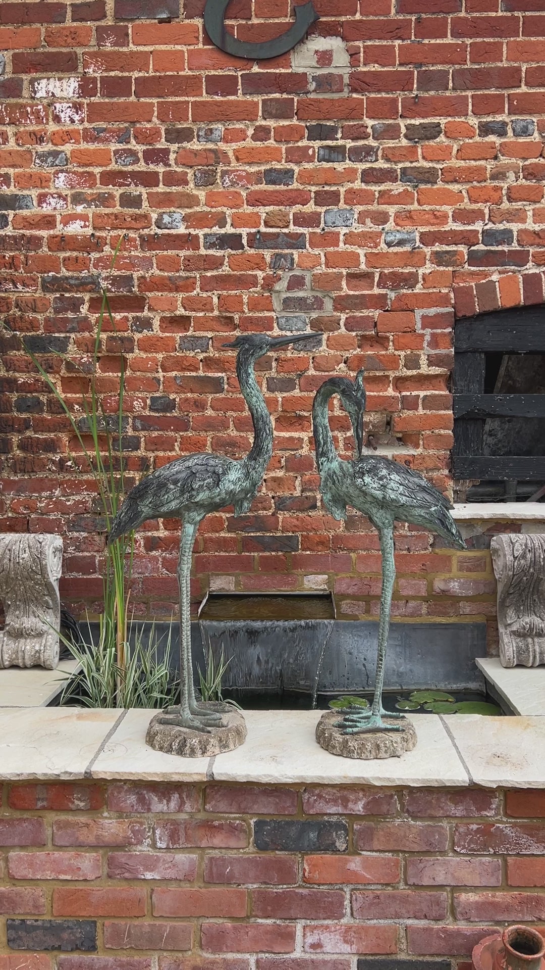 Pair of Decorative Antique Bronze Cranes