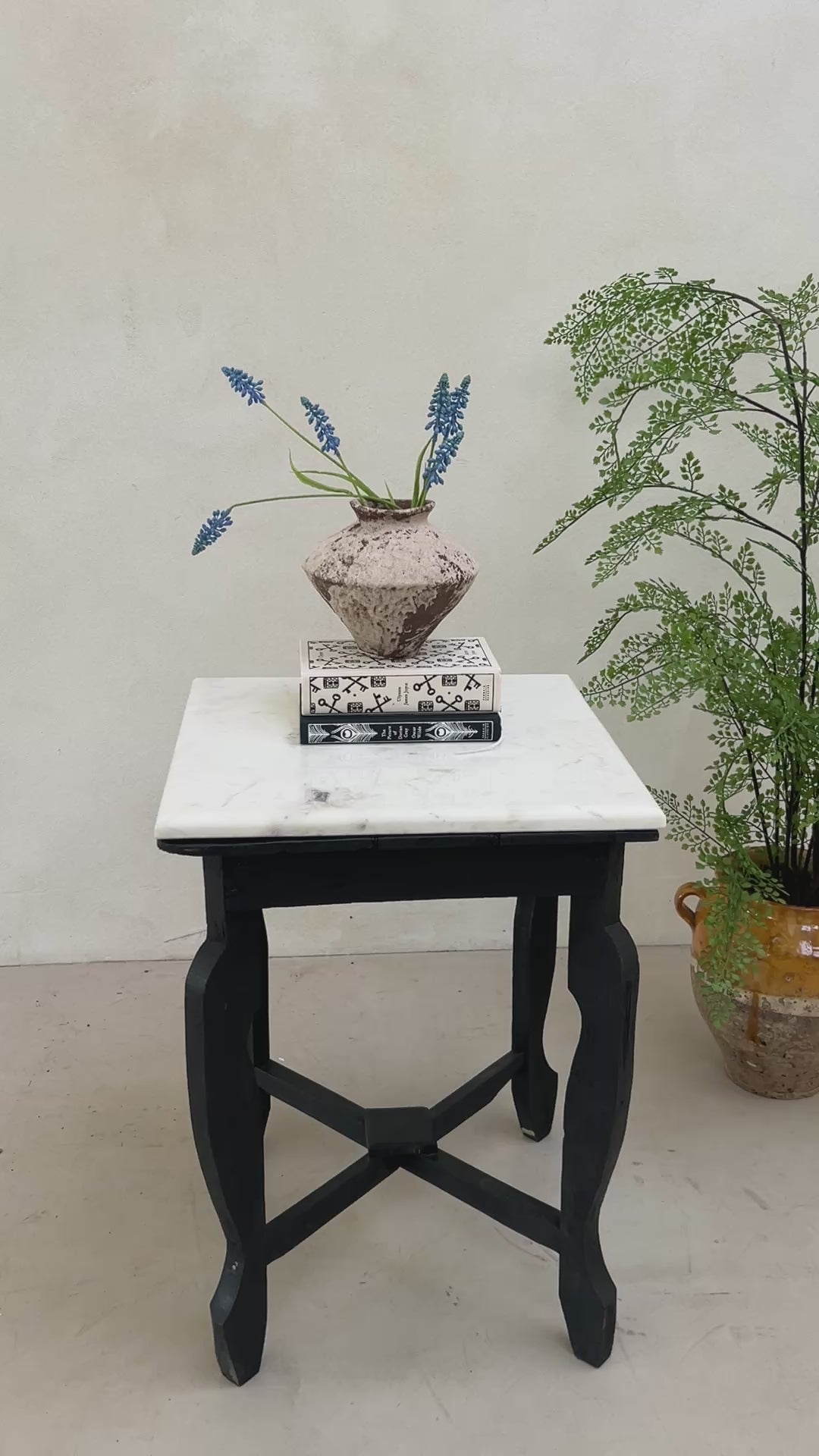 Vintage Polished Marble Top Square Side Table | Alnwick