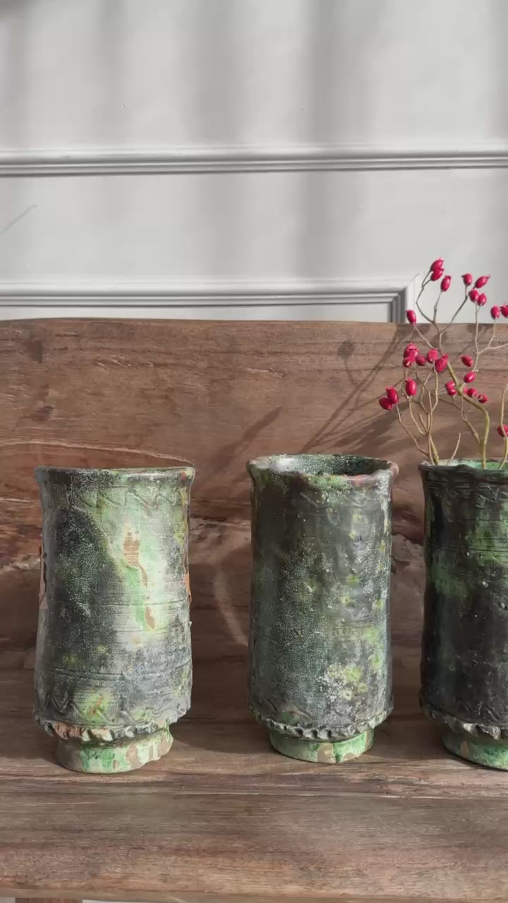 Moroccan Tamegroute Rustic Glazed Vase