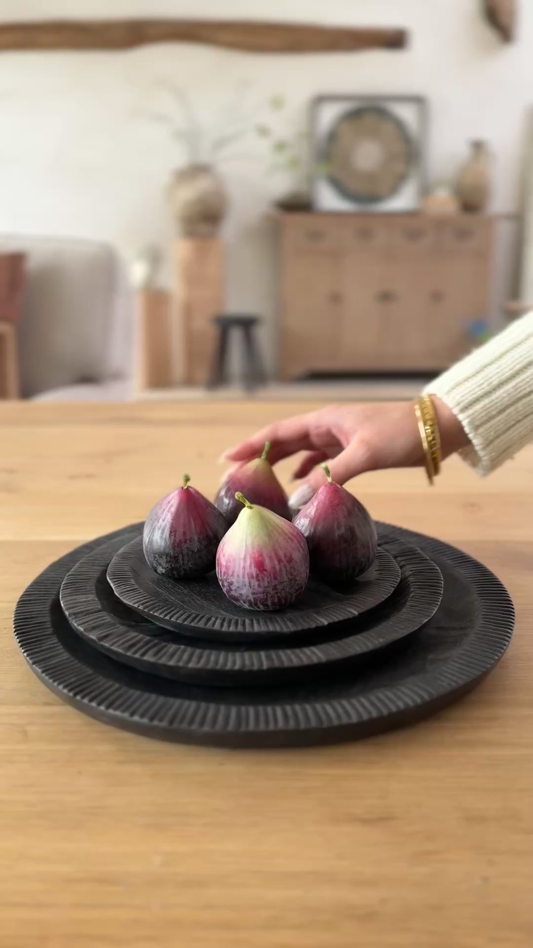 Black Carved Teak Plate