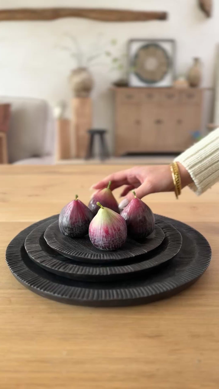 Black Carved Teak Plate