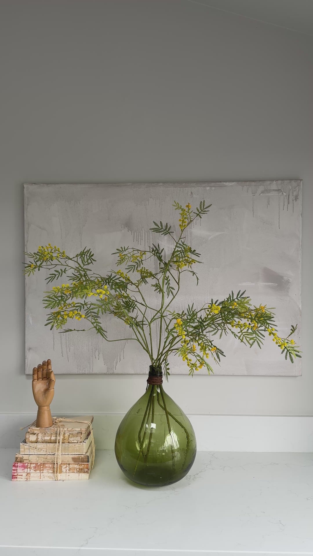 Faux Mimosa Spray Yellow 96cm