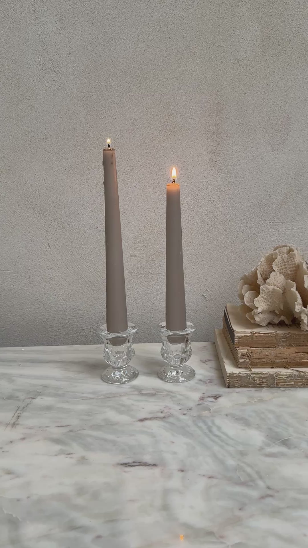 Small glass dinner candle holder