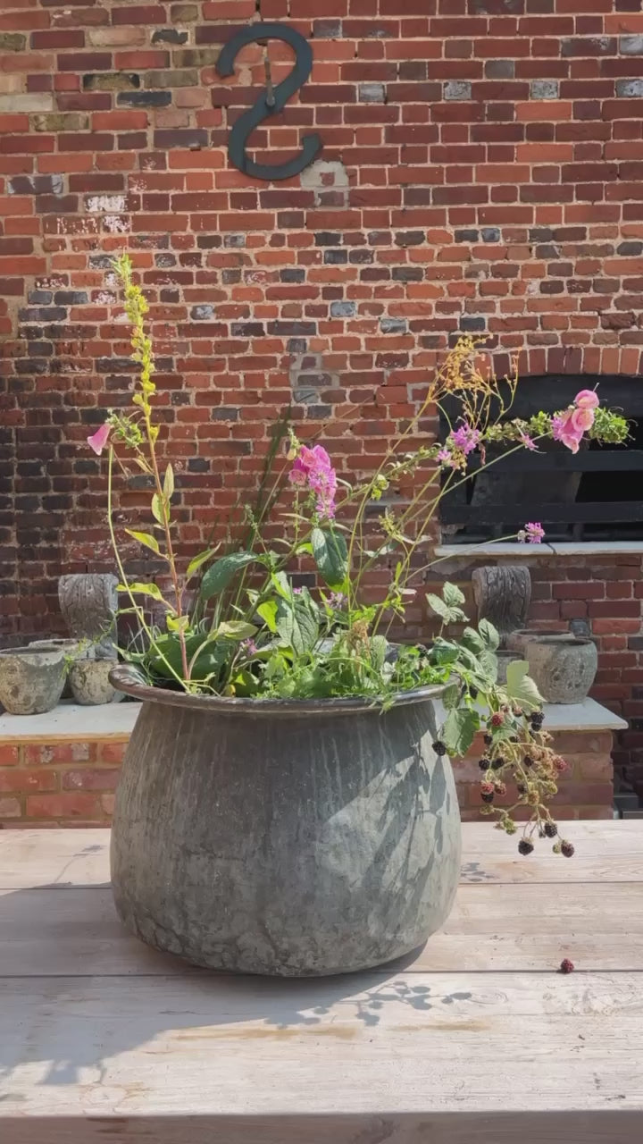 Large Antique Copper Cauldron