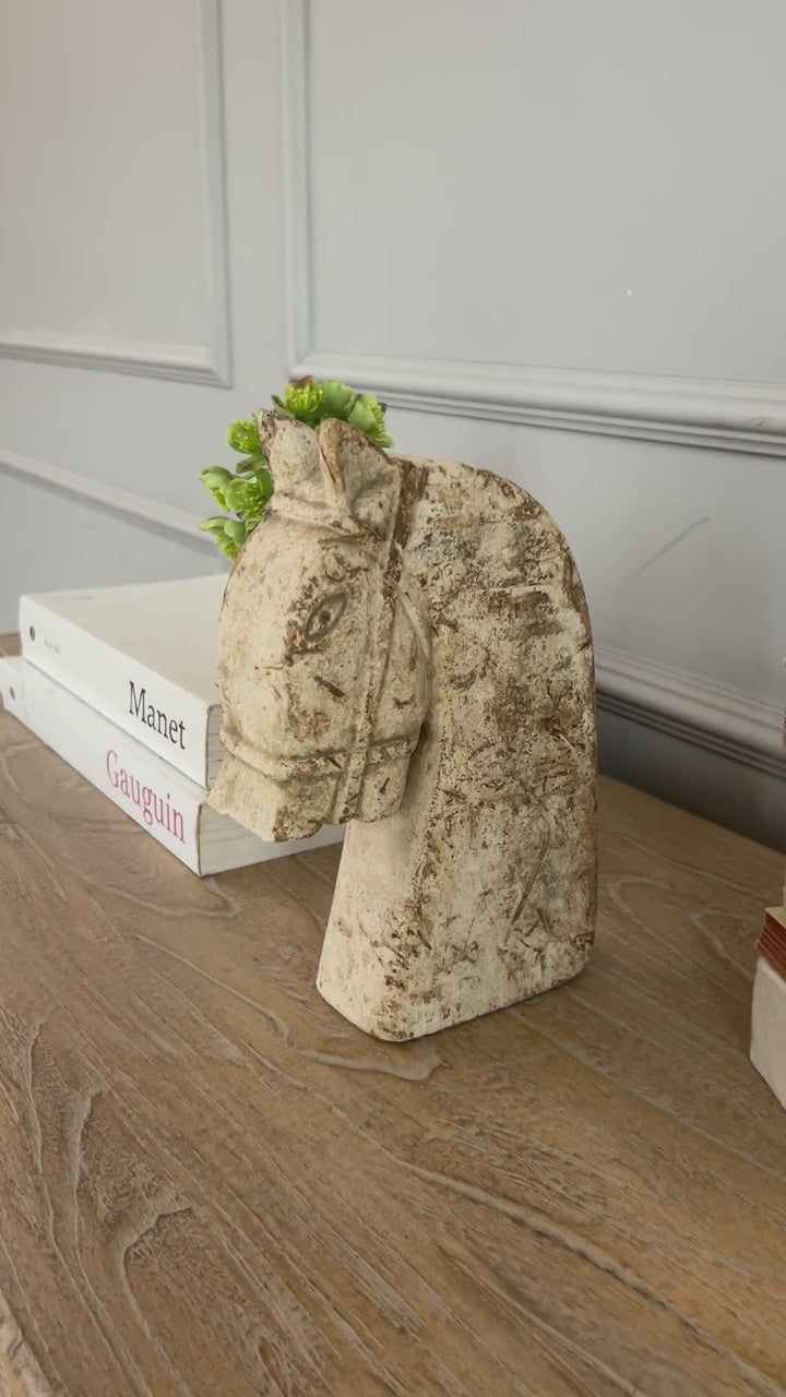Rustic Sandstone Horse Head Statue
