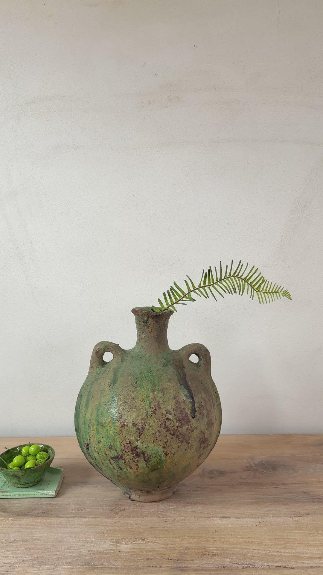Large Round Green Tamegroute Vase