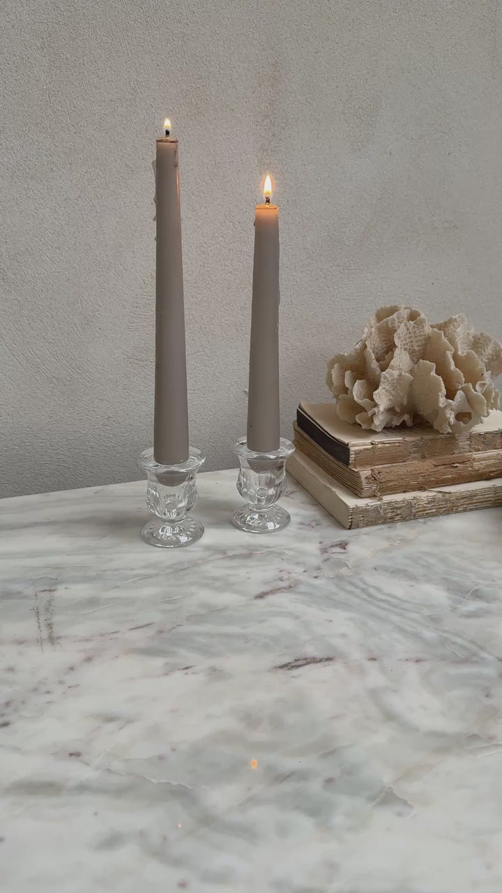 Small glass dinner candle holder