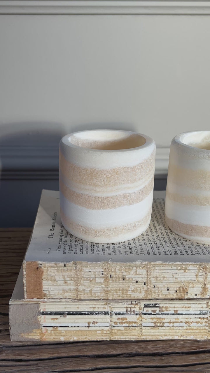 Alabaster marble candle holder