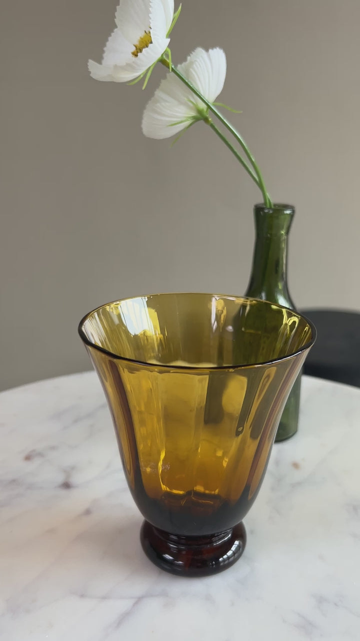 Fluted Glass Tumbler Amber