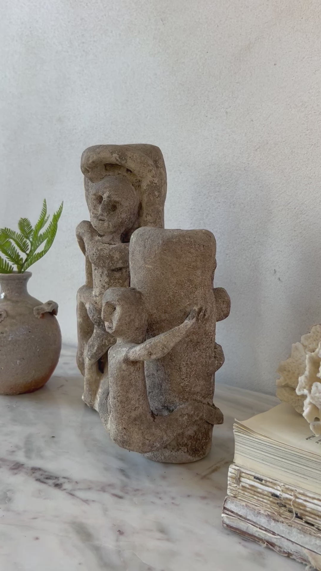 Antique Primitive hand carved stone sculpture Bambang