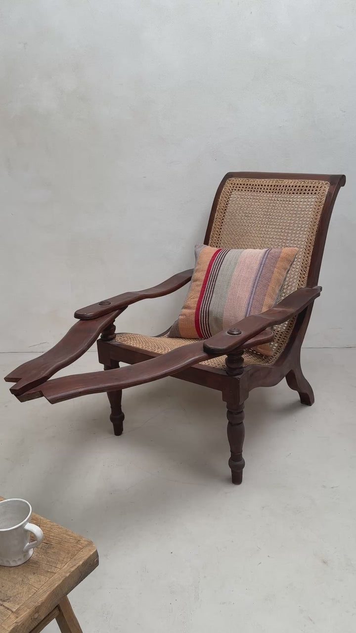 Antique Colonial Cane Campaign Chair Edward