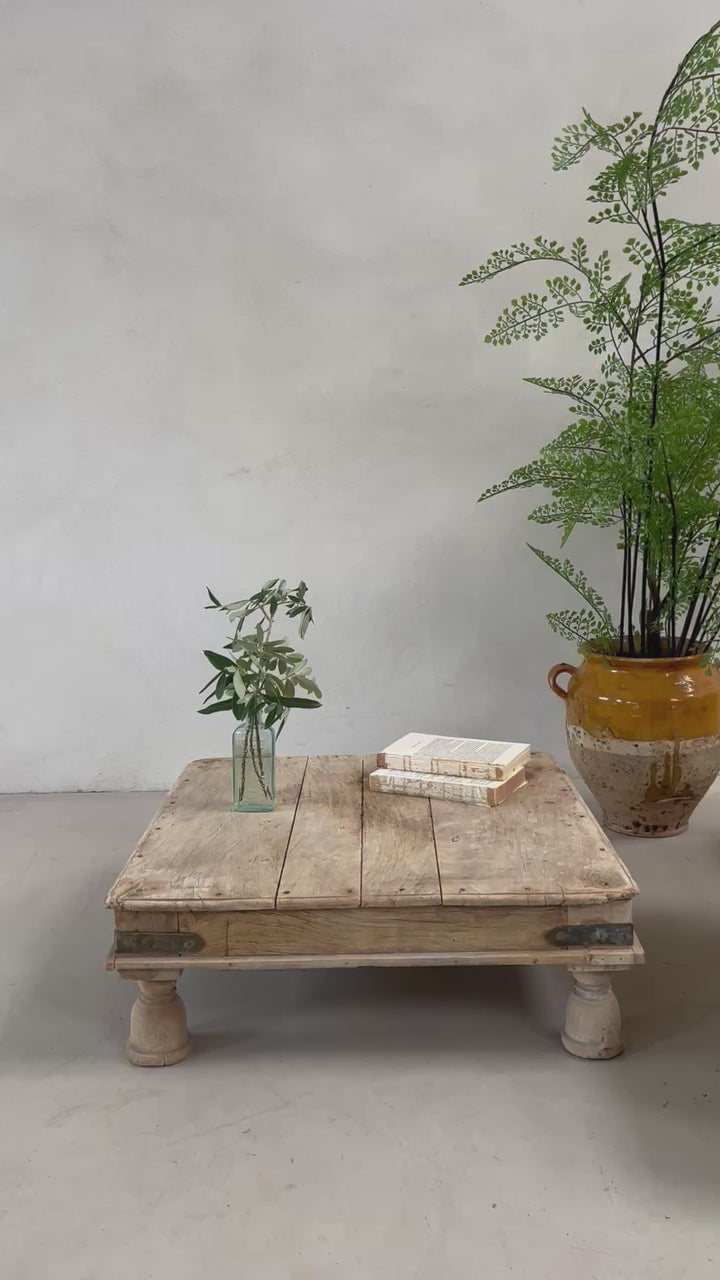 Antique Sqaure Indian Low Coffee Table | Bajot